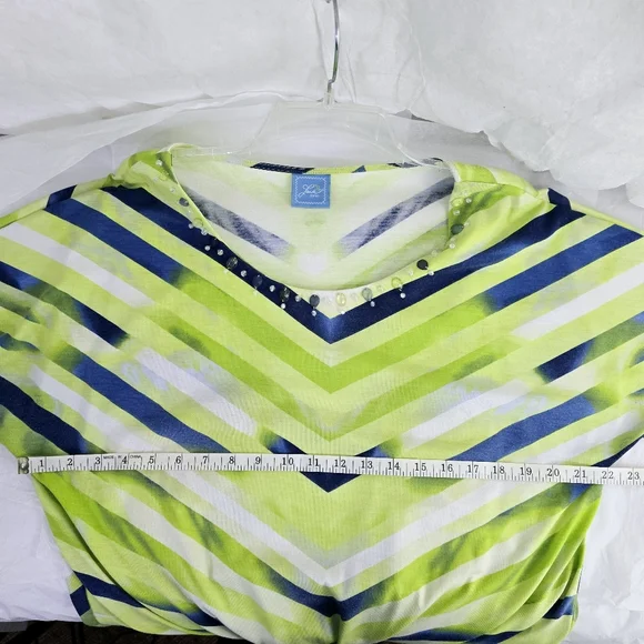 Lark Lane Women Size XL Top Woman Stripes Colorful Stretchy Beaded Pullover - Picture 5 of 11